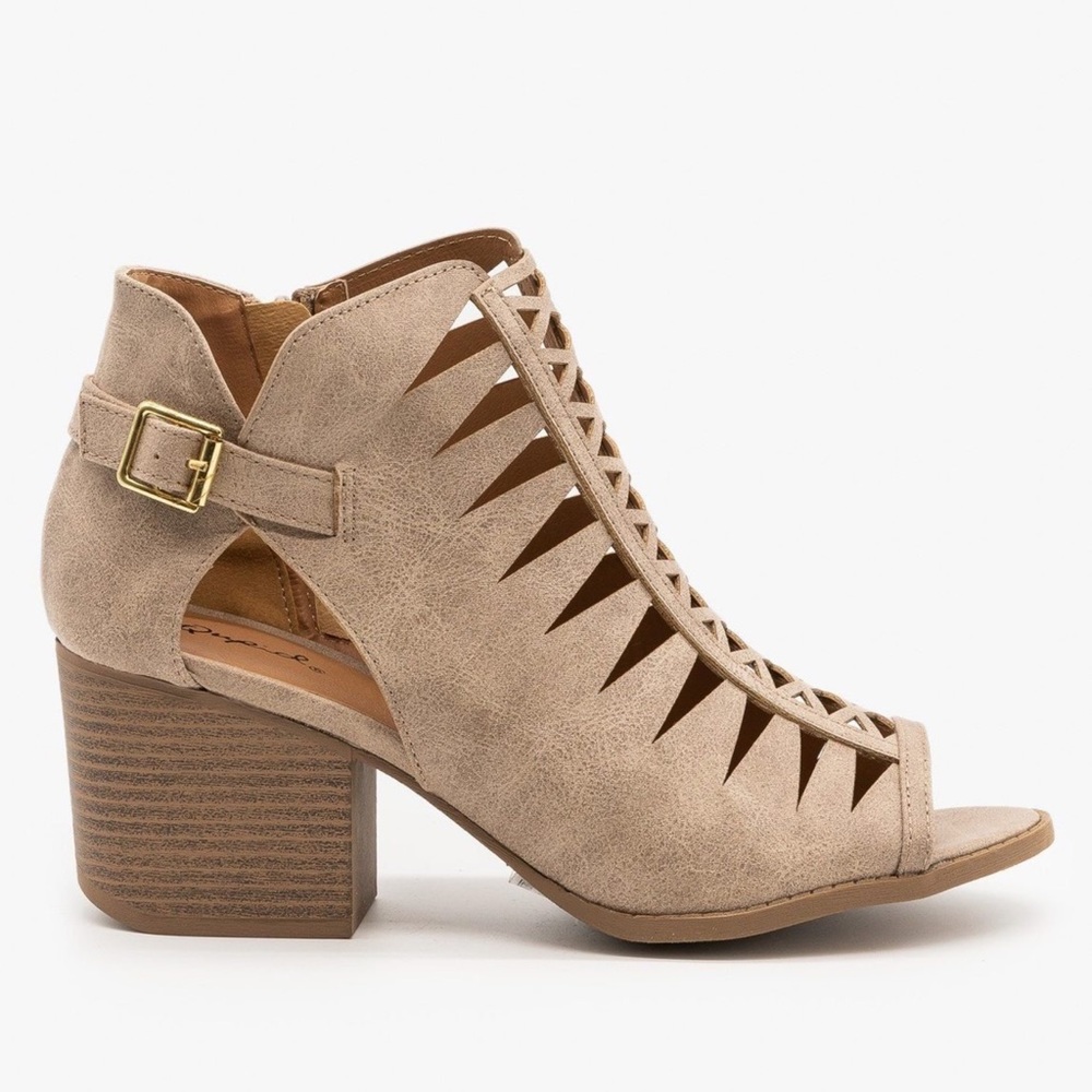 Boho Criss Cross Cut-Out Booties - Picture 3 of 6